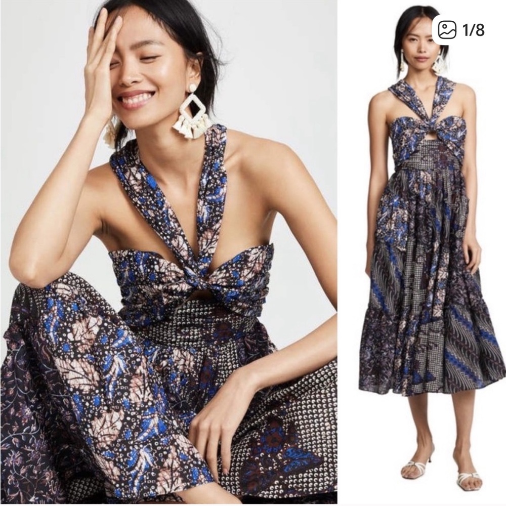 ULLA JOHNSON Naaila Midi Dress In Indigo